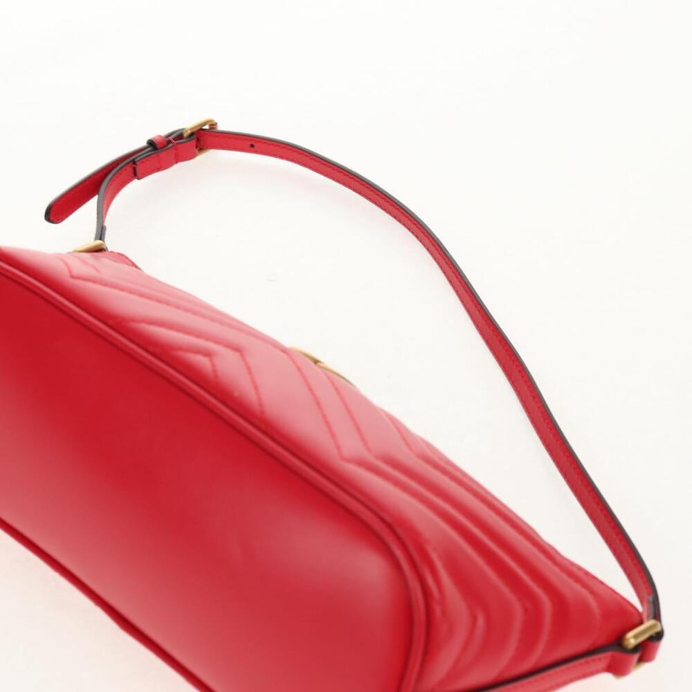 GUCCI GG Marmont Accessory Pouch Leather Red Gold 739166 Auth ka600V - Picture 14 of 16